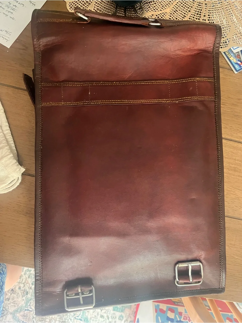 Classic Men's Leather Messenger Bag in Rich Mahogany